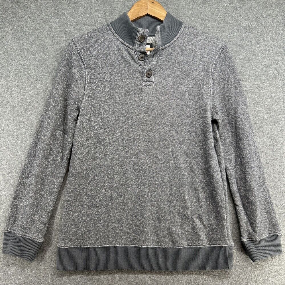 Cat & Jack Boys XL 16 Gray Henley Shirt Long Sleeve Button Placket Knit Casual